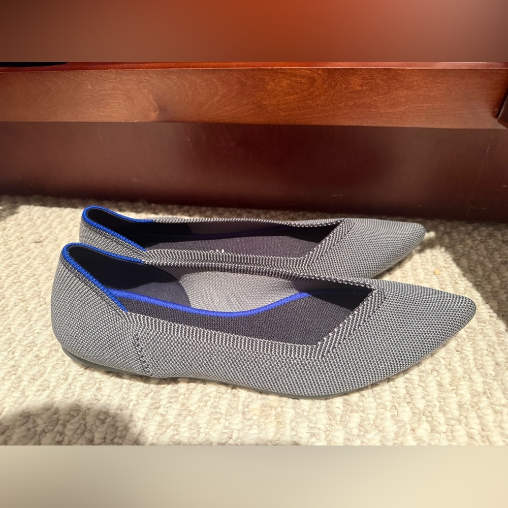 Rothy’s the point pebble gray birdseye textile ballet slipper size 9